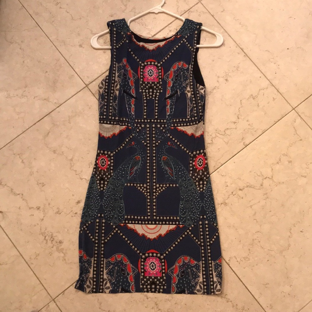 Mara Hoffman Navy Peacock Fitted Dress